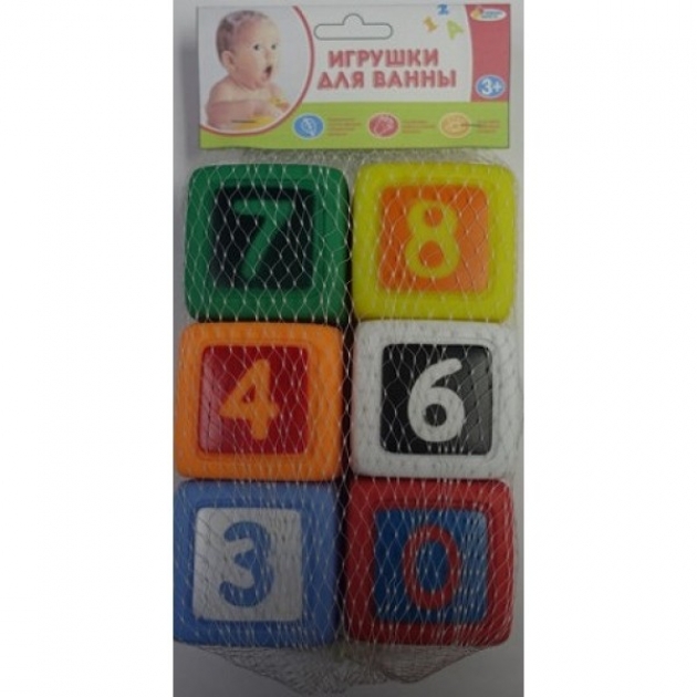 Игрушки для купания кубики с цифрами 6 штук Играем вместе LXN-4-6