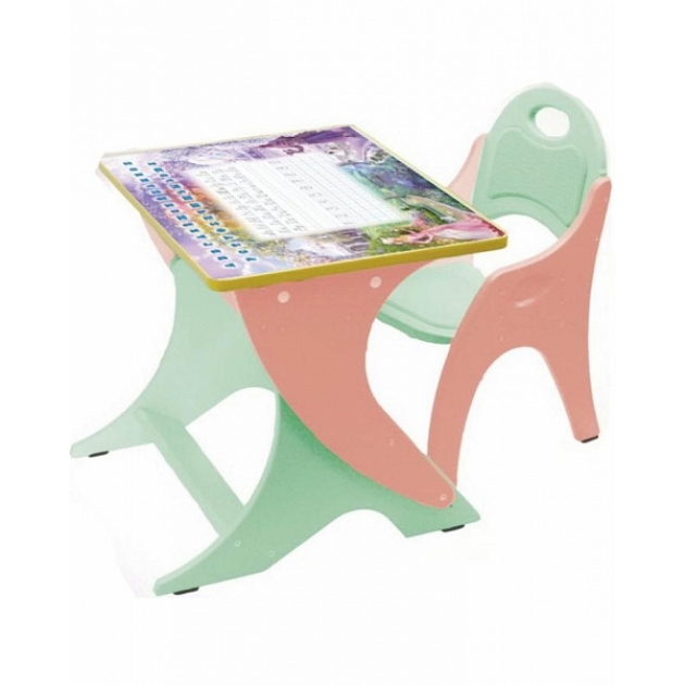 Стол со стульчиком Интехпроект Зима летосалатовый персик