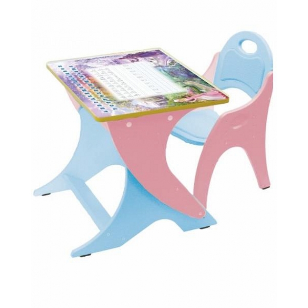 Стол со стульчиком Интехпроект Буквы Цифры розовый голубой