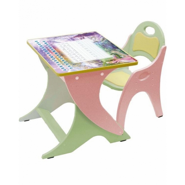 Стол со стульчиком Интехпроект Буквы Цифры салатовый розовый