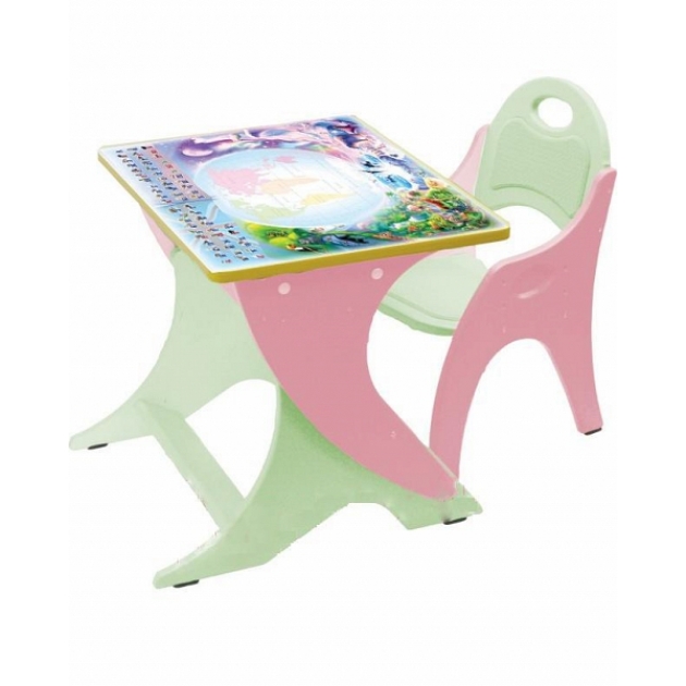 Стол со стульчиком Интехпроект Части света розово салатовый