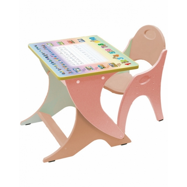 Стол со стульчиком Интехпроект  День Ночь розово персиковый