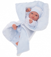 Кукла младенец роберто на голубом одеялке 21 см Juan Antonio Munecas 3905B
