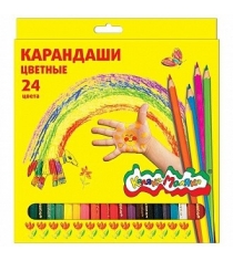 Карандаши цветные шестигранные с заточкой 24 цвета Каляка Маляка KKM24