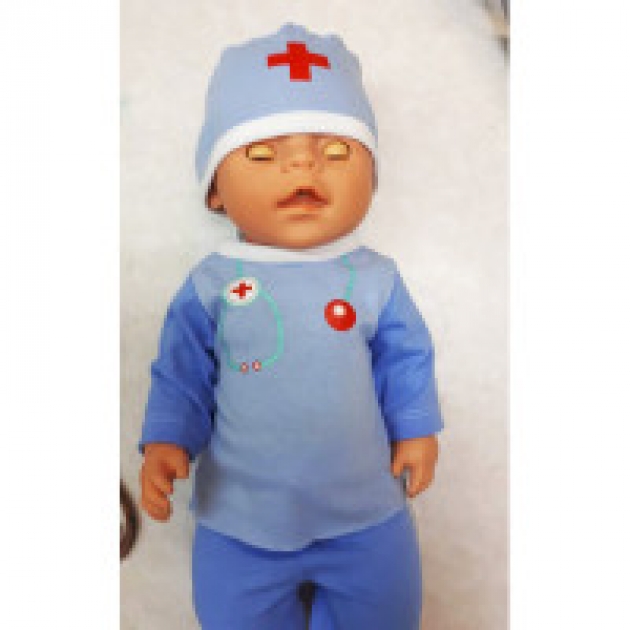 Костюм доктора для куклы 40 42 см голубой Карапуз OTF-1713