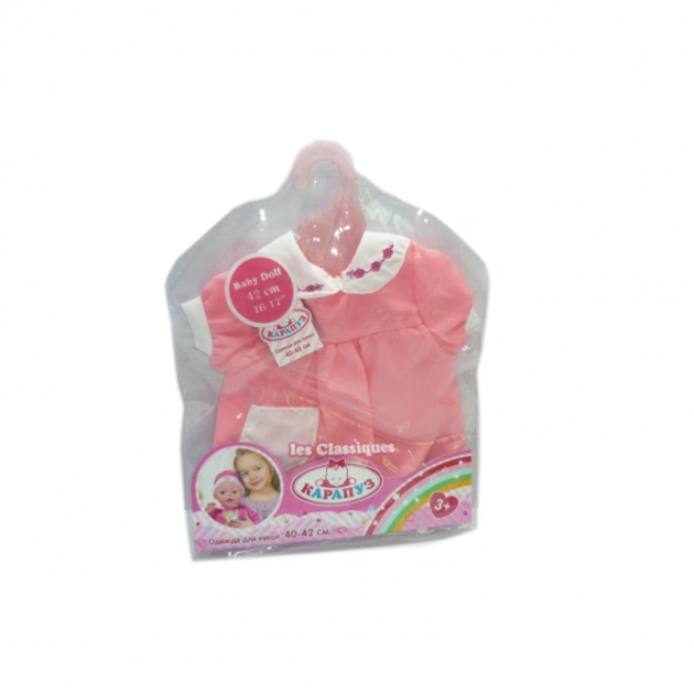 Одежда для кукол розовое платье с кармашками 40 42 см Карапуз B1045647-RU
