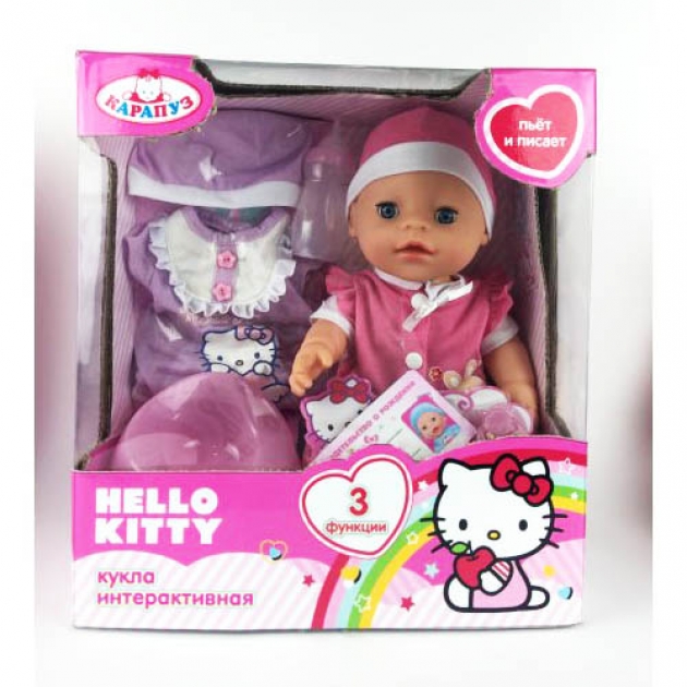 Интерактивная кукла hello kitty пупс 30 см Карапуз