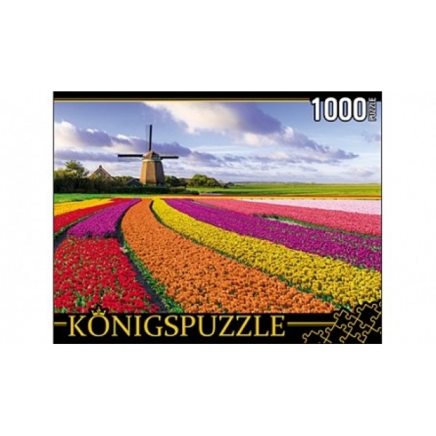 Пазлы Konigspuzzle тюльпановое поле и мельница 1000 эл ГИК1000-6548