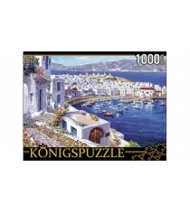 Пазлы Konigspuzzle яркая набережная и лодки 1000 эл АЛК1000-6483