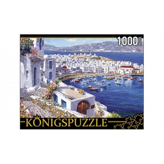 Пазлы Konigspuzzle яркая набережная и лодки 1000 эл АЛК1000-6483
