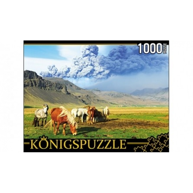 Пазлы Konigspuzzle лошади и вулкан 1000 эл КБК1000-6463