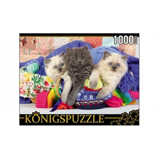 Пазлы Konigspuzzle три котенка 1000 эл КБК1000-6467