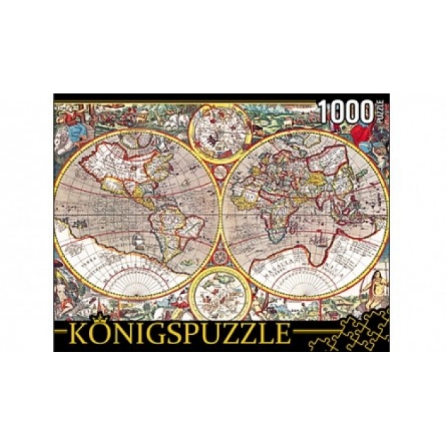 Пазлы Konigspuzzle древняя карта мира 1000 эл КБК1000-6511