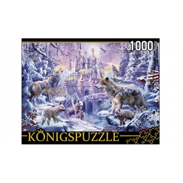 Пазлы Konigspuzzle волки и зимний замок 1000 эл МГК1000-6473