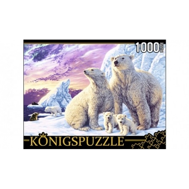Пазлы Konigspuzzle семья белых медведей 1000 элМГК1000-8231