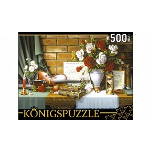 Пазлы Konigspuzzle цветочный натюрморт со скрипкой 500 элАЛК500-8333