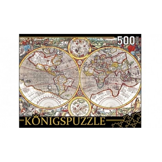 Пазлы Konigspuzzle древняя карта мира 500 элКБК500-8327