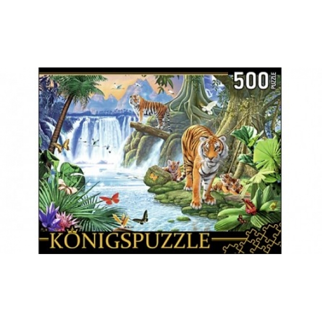 Пазлы Konigspuzzle стив крисп тигры у водопада 500 элМГК500-8336