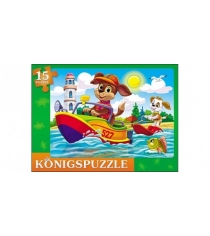 Пазл рамка Konigspuzzle щенки на катере 15 эл ПК15-5970