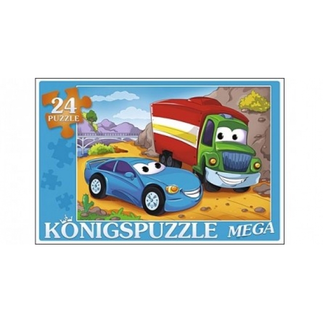 Мега пазлы веселый транспорт 24 эл Konigspuzzle ПК24-5876