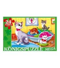 Мега пазлы кошка и котята 24 эл Konigspuzzle ПК24-9983