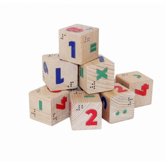 Кубики куб 17 цифры со шрифтом брайля Краснокамская игрушка