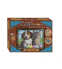 Картина из страз elite diamond котенок и щенок Лапландия 45702