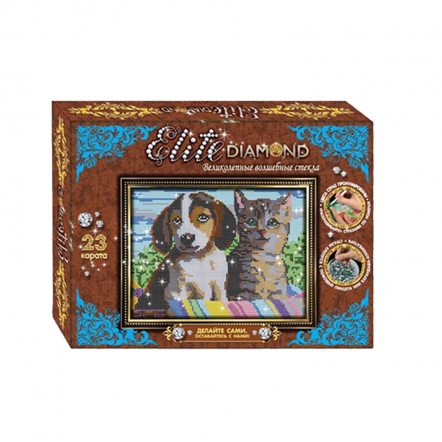 Картина из страз elite diamond котенок и щенок Лапландия 45702
