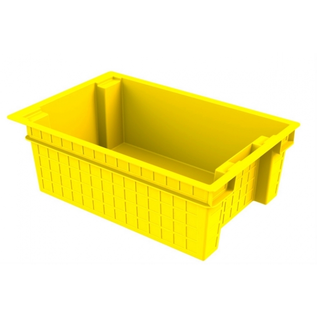 Ящик сплошной 60х40х20 см из первичного полиэтилена желтый