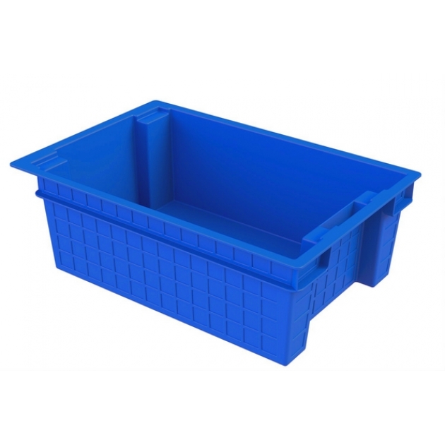Ящик сплошной 60х40х20 см из первичного полиэтилена синий