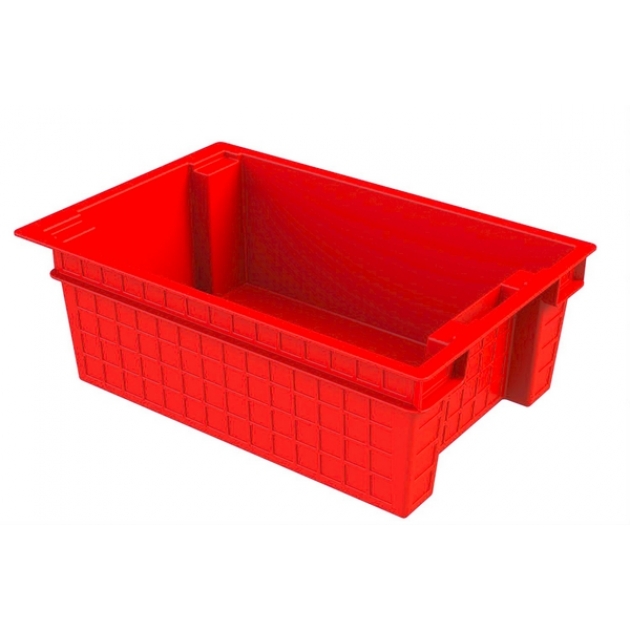 Ящик сплошной 60х40х20 см из первичного полиэтилена красный
