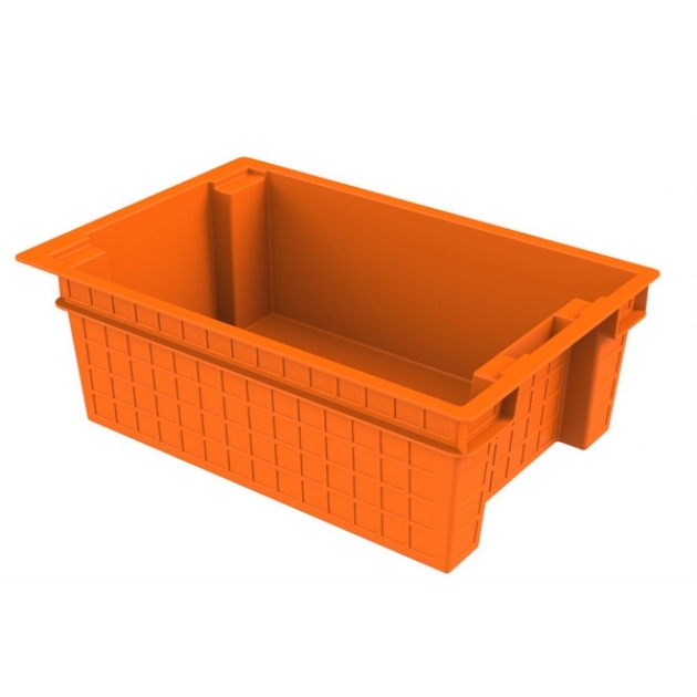 Ящик сплошной 60х40х20 см из первичного полиэтилена оранжевый