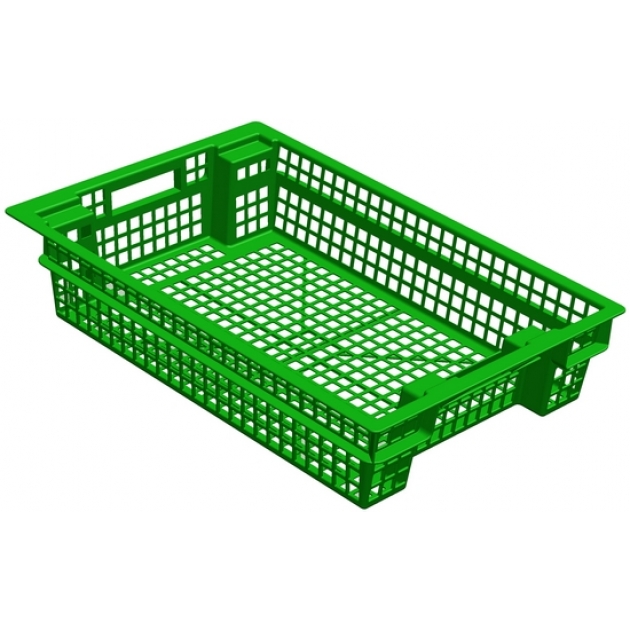 Ящик для овощей зеленый Leco 60х40х13 см из первичного полиэтилена