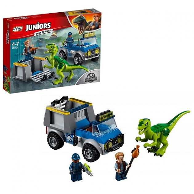 Lego Juniors 10757 jurassic world грузовик спасателей для перевозки раптора