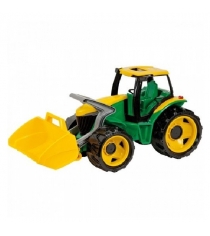Игрушечный трактор с грейдером и ковшом желто зеленый 62 см Lena 2057