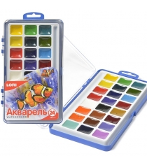 Краски акварельные 24 цвета без кисти Lori Акв-004
