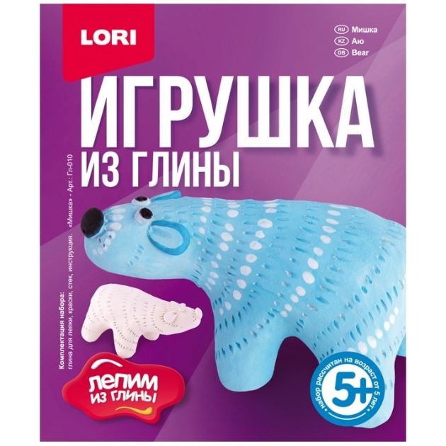 Игрушка из глины мишка Lori Гл-010