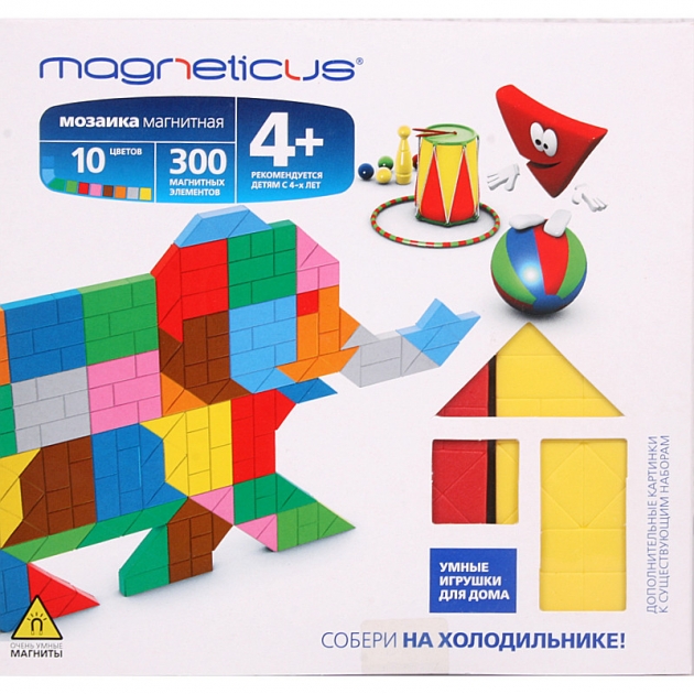 Миди мозаика магнитная слон 300 элементов 10 цветов Magneticus MM-010