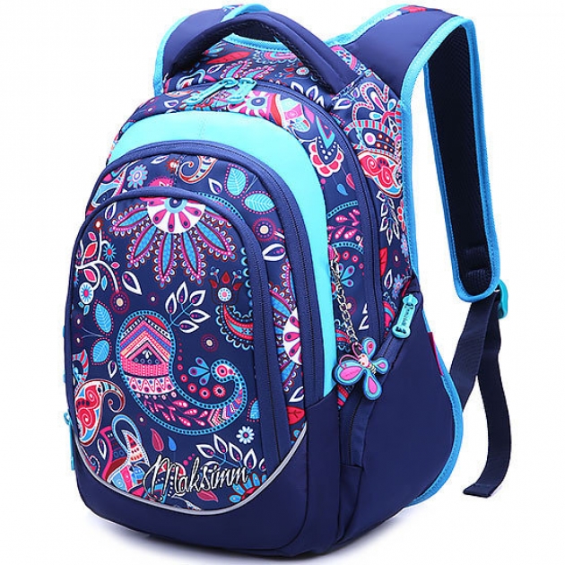 Рюкзак молодежный Maksimm орнамент синий B056-2