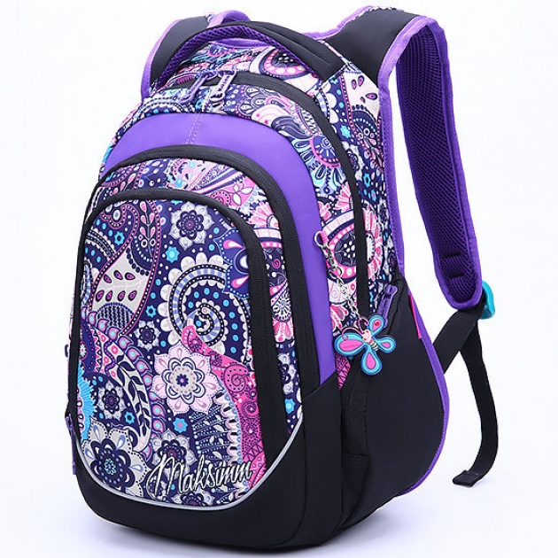 Рюкзак молодежный Maksimm орнамент фиолетовый B056-3