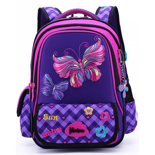 Рюкзак школьный Maksimm бабочки фиолетовый C303-2