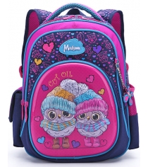 Рюкзак школьный Maksimm совушки фиолетовый C305-3