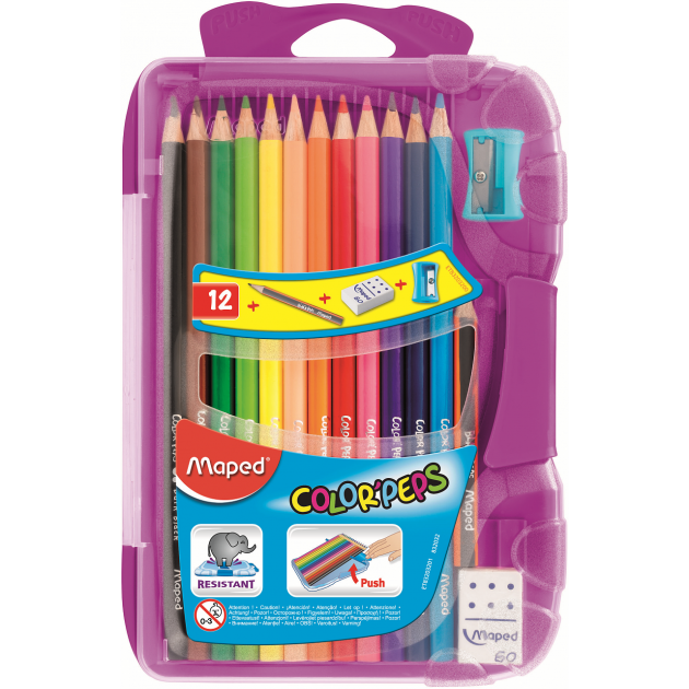 Карандаши Maped 832032 color peps 12 цветов точилка ластик карандаш