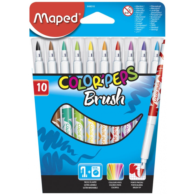 Фломастеры Maped 848010 color peps brush 10цв