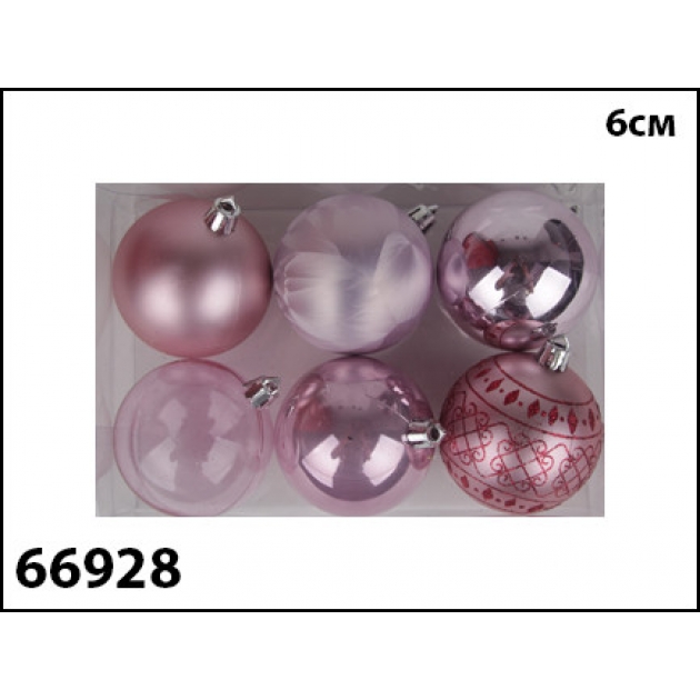 Елочные украшения pink dreams шар розовый 6 см 6 штук Marko Ferenzo 66928