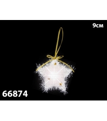 Елочное украшение classic white звезда заснеженная с подсветкой белый 9 см Marko Ferenzo 66874