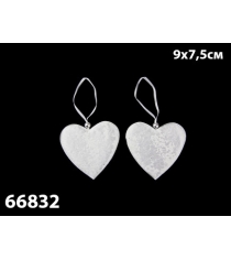 Елочные украшения classic white сердце белый 9x7 5 см 2 штуки Marko Ferenzo 6683...
