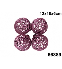 Елочные украшения pink dreams шар кружевной розовый 6 см 4 штуки Marko Ferenzo 66889