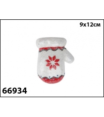 Елочное украшение russian winter варежка белый/красный 9x12 см Marko Ferenzo 66934