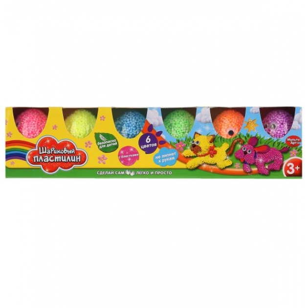 Набор шарикового пластилина 6 цветов Multi Art 1045S-6GLPD (48)
